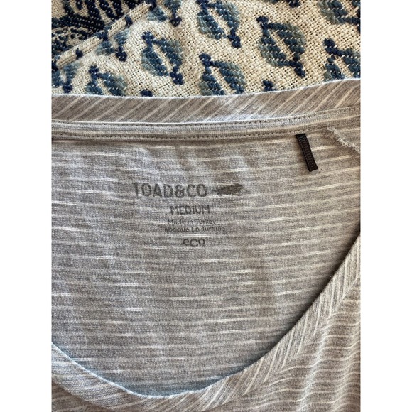 Toad & Co M ORGANIC Cotton Knit Tencel Dress Grey Stripe A Line Fit Flare Midi - Picture 7 of 13